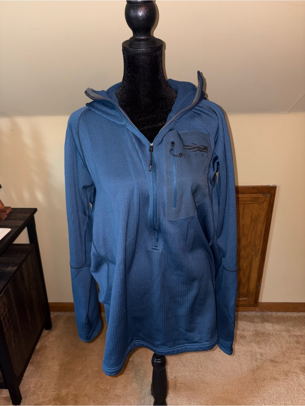 Blue Half-Zip Sitka Hoodie Pullover